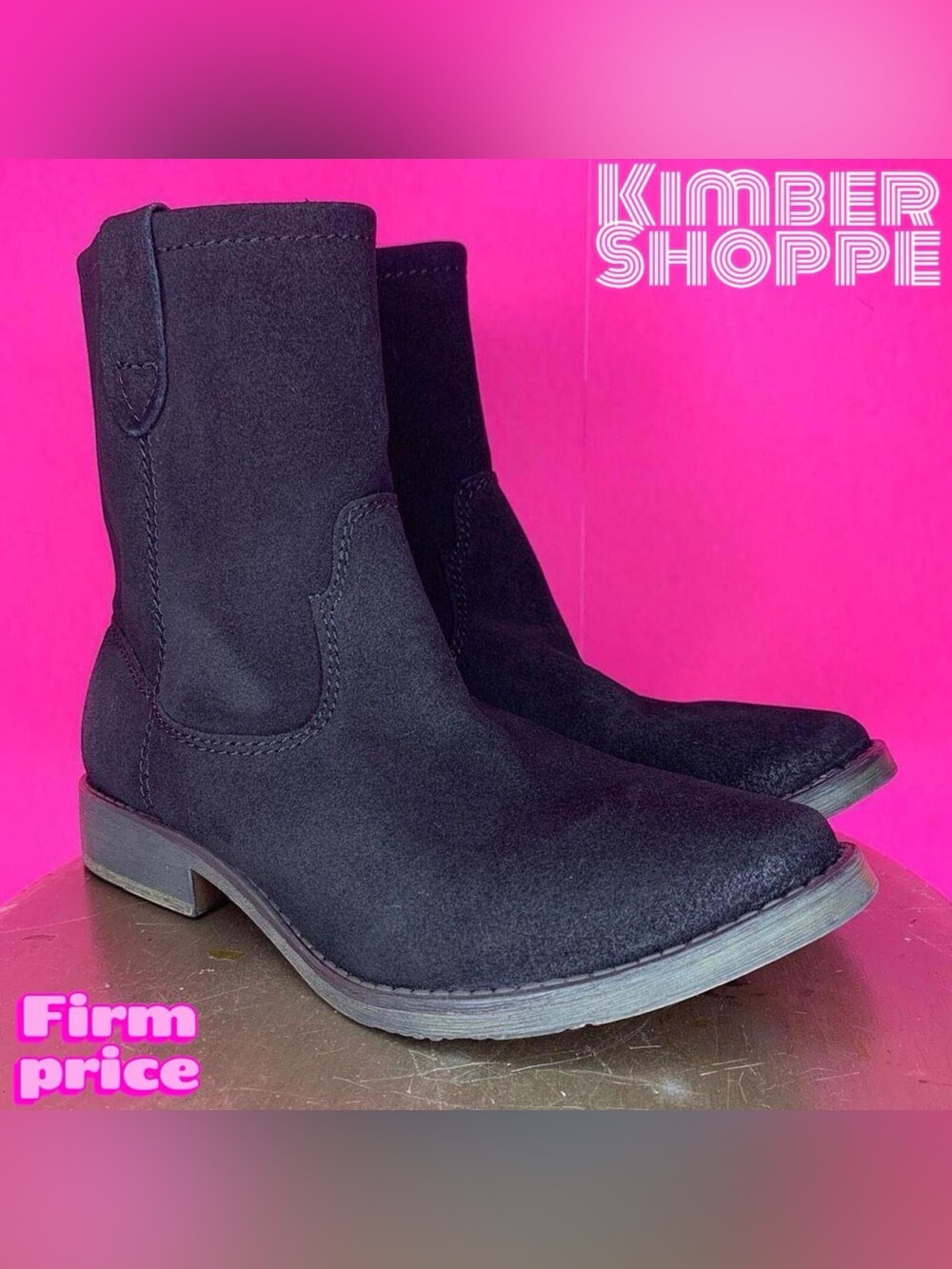 Zigi Soho Cannol Black Suede Pull-On High Ankle Boots US 8 UK 6